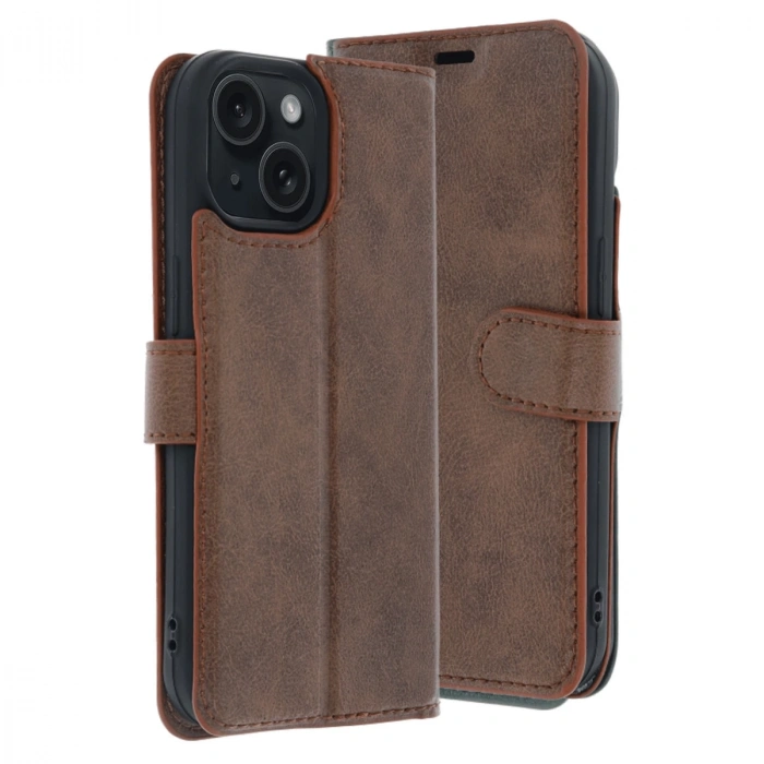 Apple İphone 15 Trend S Plus Kapaklı Kılıf - Taba