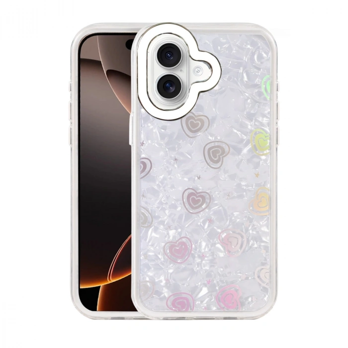 Apple İphone 16 Lumi Desenli Kapak - Beyaz