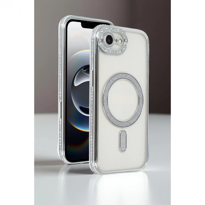 Apple İphone 16e Joke Simli Magneticsafe Kılıf - Gümüş