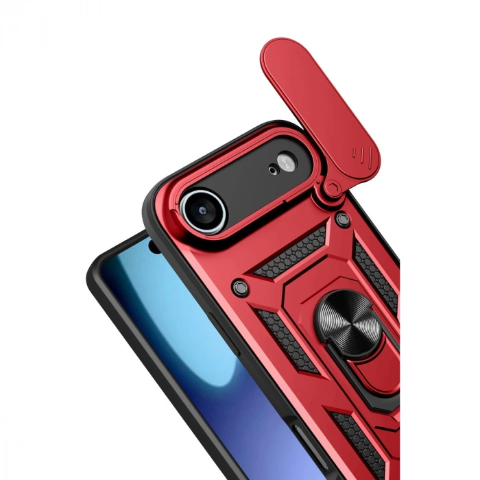 Apple İphone 17 Air Pars Lens Yüzüklü Silikon - Kırmızı