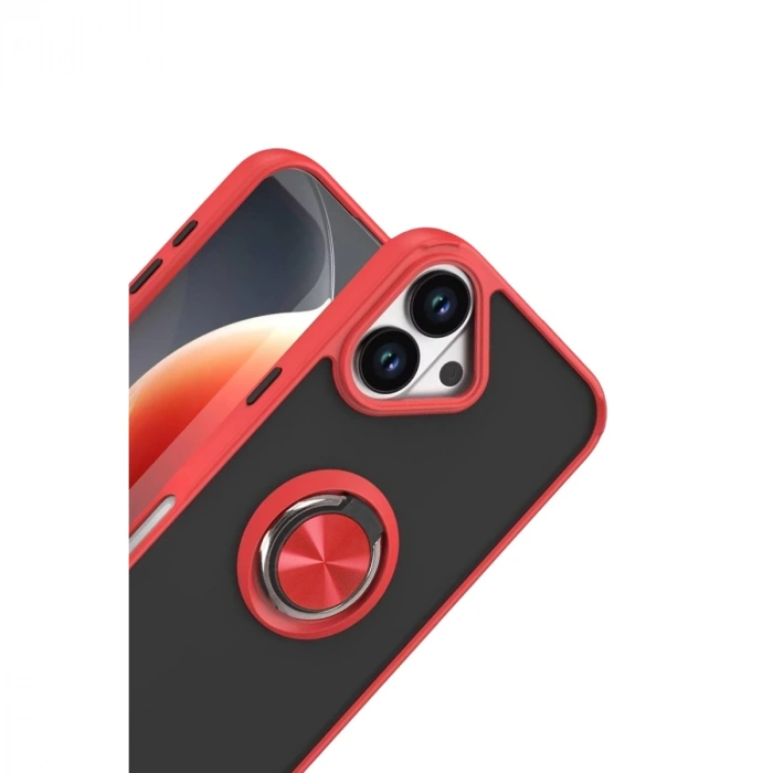 Apple İphone 17 Montreal Yüzüklü Silikon Kapak - Kırmızı