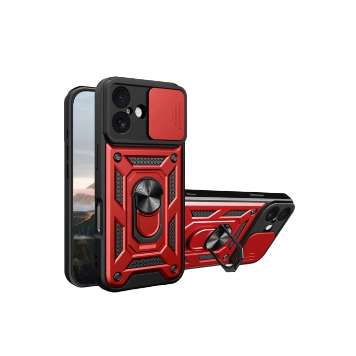 Apple İphone 17 Pars Lens Yüzüklü Silikon - Kırmızı