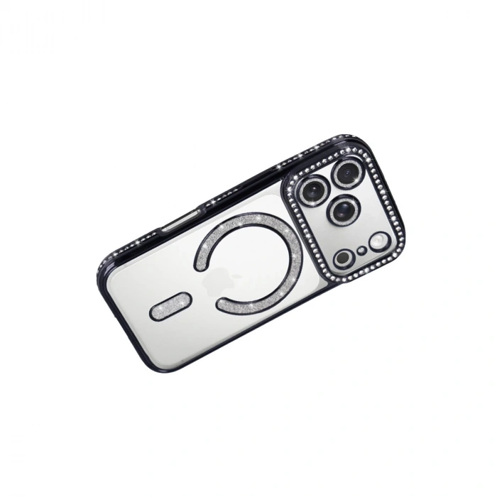 Apple İphone 17 Pro Joke Simli Magneticsafe Kılıf - Siyah