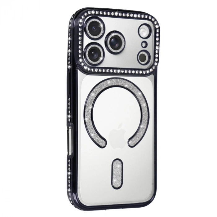 Apple İphone 17 Pro Max Joke Simli Magneticsafe Kılıf - Siyah