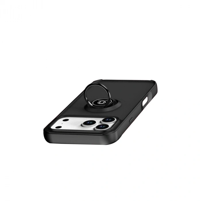 Apple İphone 17 Pro Max Montreal Yüzüklü Silikon Kapak - Siyah