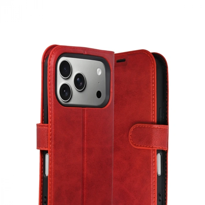 Apple İphone 17 Pro Max Trend S Plus Kapaklı Kılıf - Kırmızı