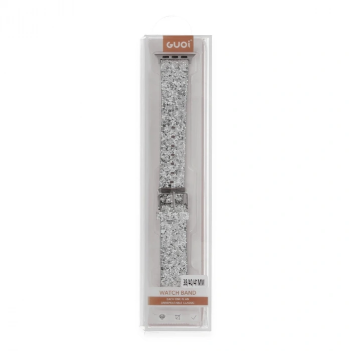 Apple Watch 38mm Ry Taşlı Kordon - Gümüş