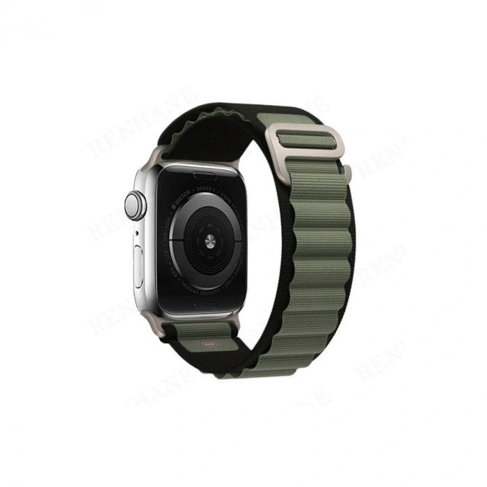 Apple Watch 42mm Mountain Kordon - Siyah-yeşil