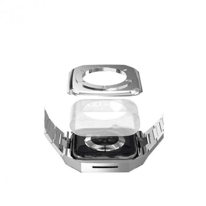 Apple Watch 44mm Metal Petek Kasalı Kordon - Rose Gold