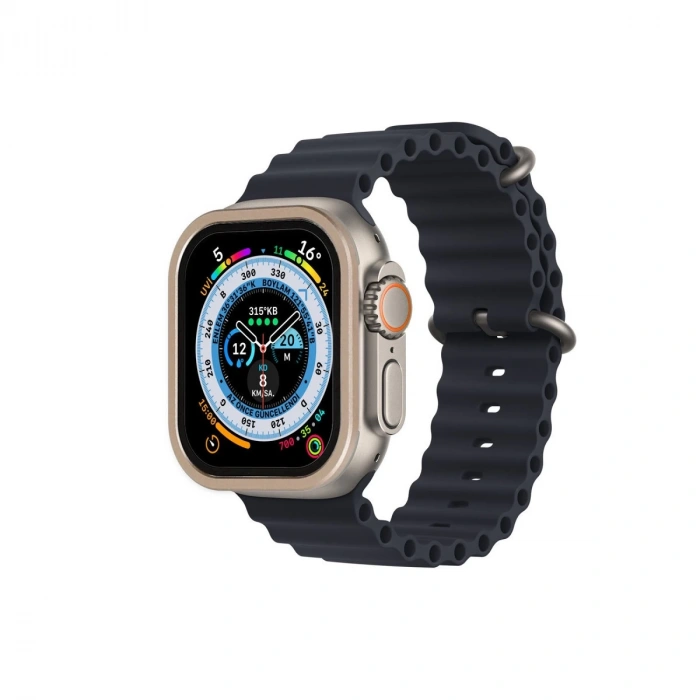 Apple Watch Ultra 49mm Alüminyum Kasa Cam Ekran Koruyucu - Gold