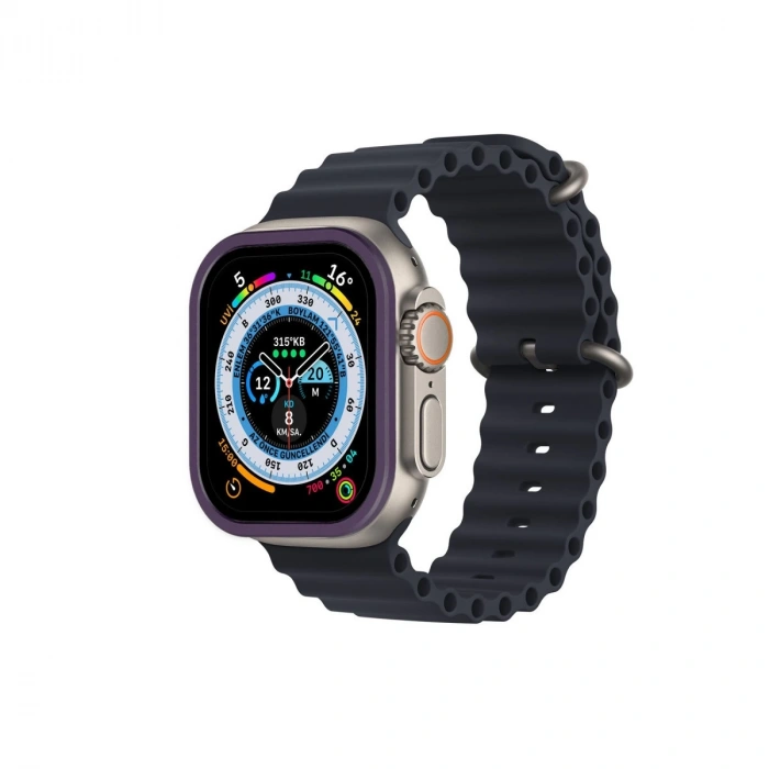 Apple Watch Ultra 49mm Alüminyum Kasa Cam Ekran Koruyucu - Mor