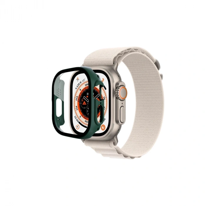 Apple Watch Ultra 49mm Desert Camlı Kasa Ekran Koruyucu - Koyu Yeşil