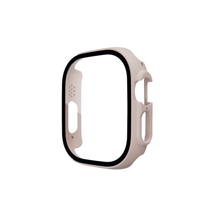 Apple Watch Ultra 49mm Desert Camlı Kasa Ekran Koruyucu - Metalik Gold