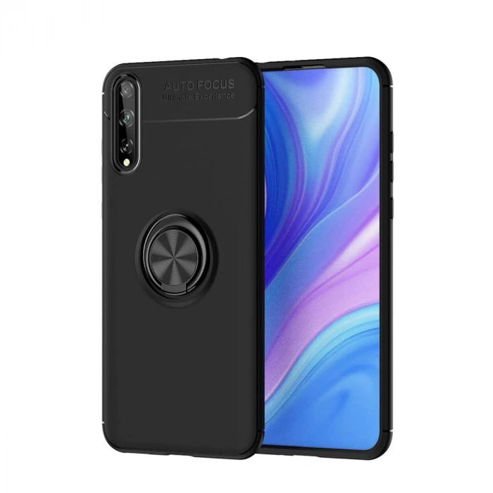 Huawei P Smart S Kılıf Range Yüzüklü Silikon - Siyah
