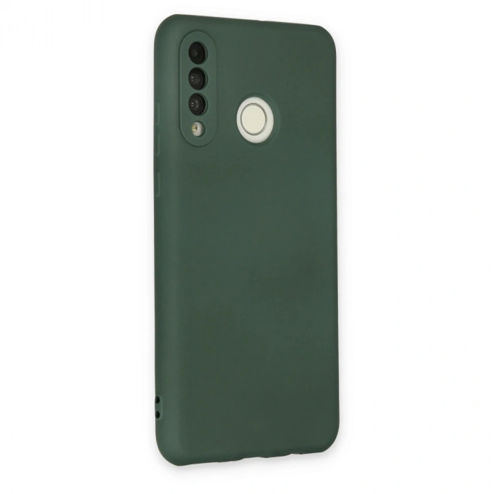 Huawei P30 Lite Kılıf Nano İçi Kadife Silikon - Koyu Yeşil