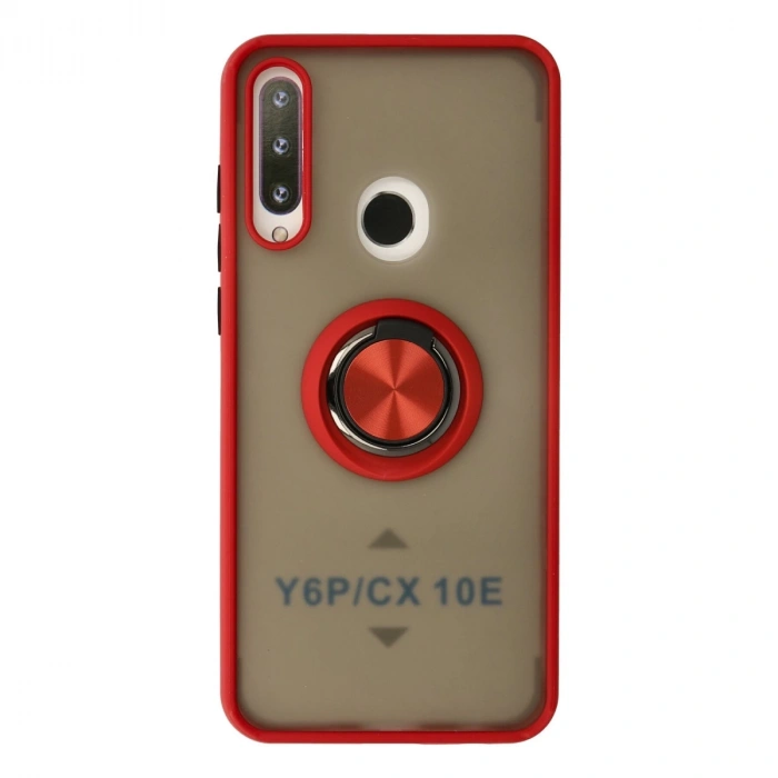 Huawei Y6p Kılıf Montreal Yüzüklü Silikon Kapak - Kırmızı