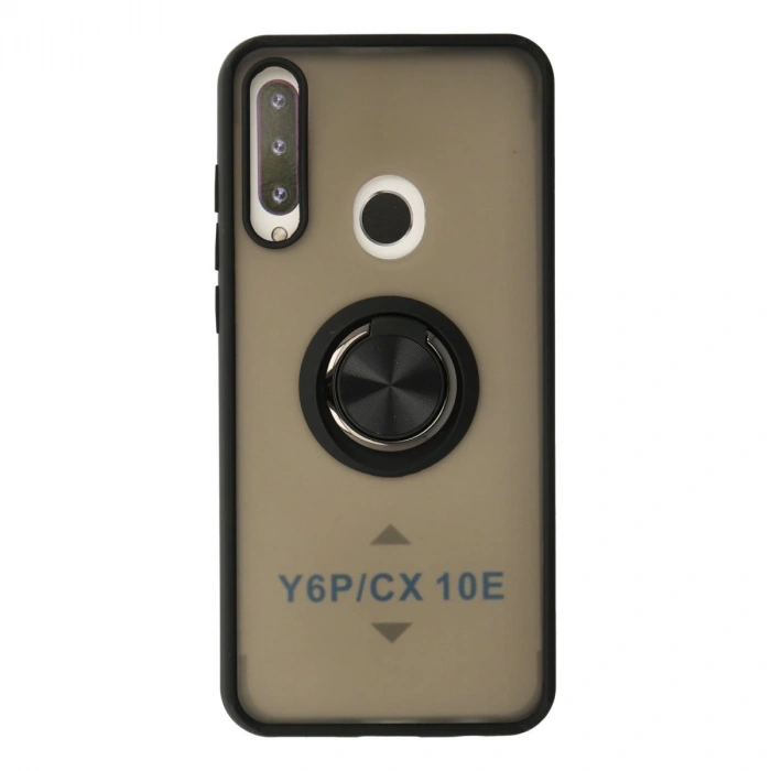 Huawei Y6p Kılıf Montreal Yüzüklü Silikon Kapak - Siyah