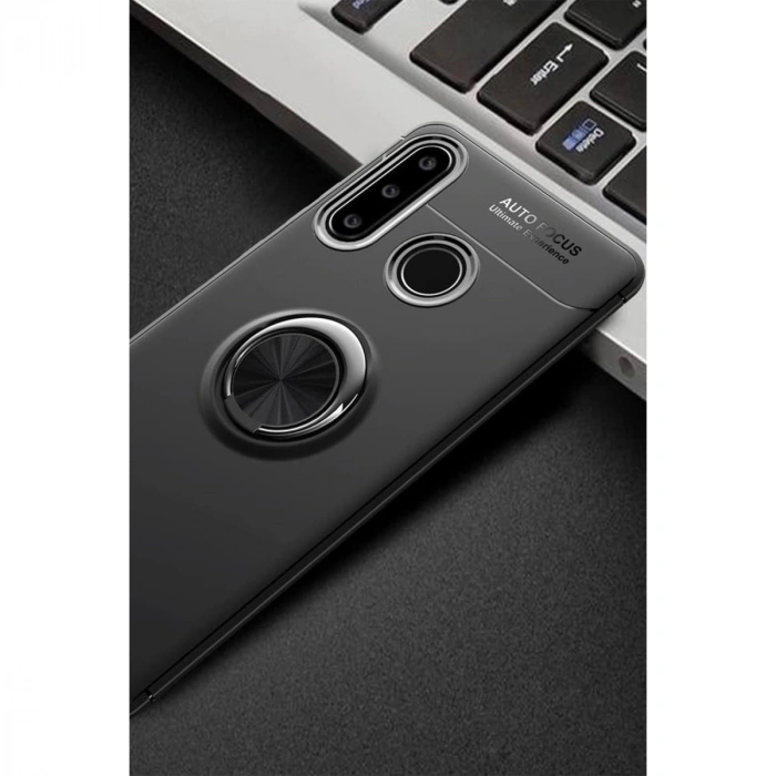 Huawei Y6p Kılıf Range Yüzüklü Silikon - Siyah