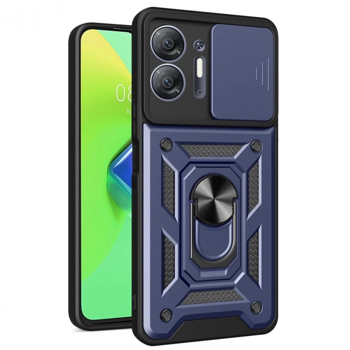 İnfinix Hot 30 5g Kılıf Pars Lens Yüzüklü Silikon - Lacivert