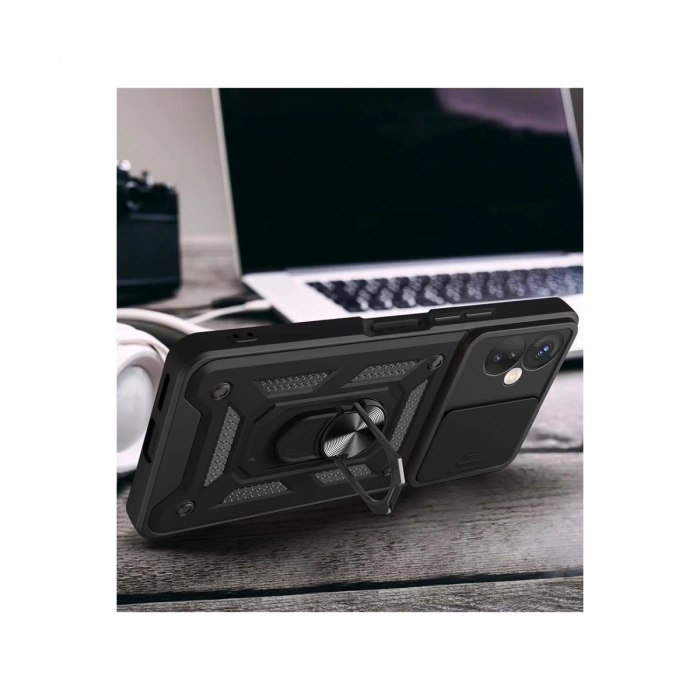 İnfinix Hot 40 Pro Kılıf Pars Lens Yüzüklü Silikon - Yeşil