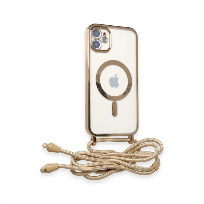İphone 11 Kılıf Divo Lazer Askılı Magsafe Kapak - Gold