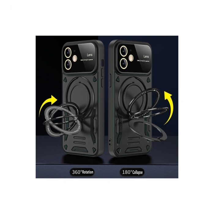 İphone 11 Kılıf Joy Lens Standlı Kapak - Lacivert