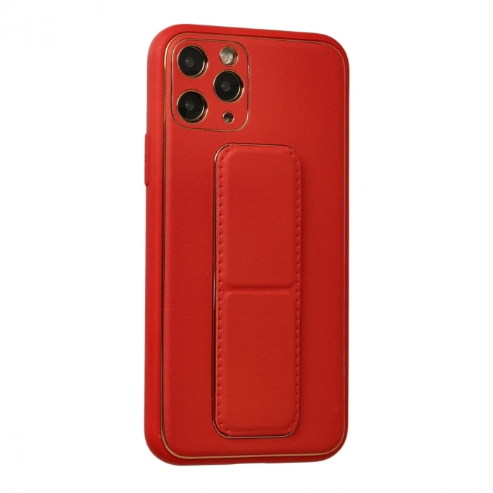 İphone 11 Pro Kılıf Coco Deri Standlı Kapak - Kırmızı