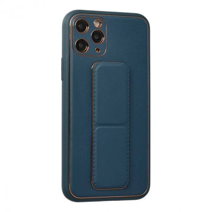 İphone 11 Pro Kılıf Coco Deri Standlı Kapak - Mavi
