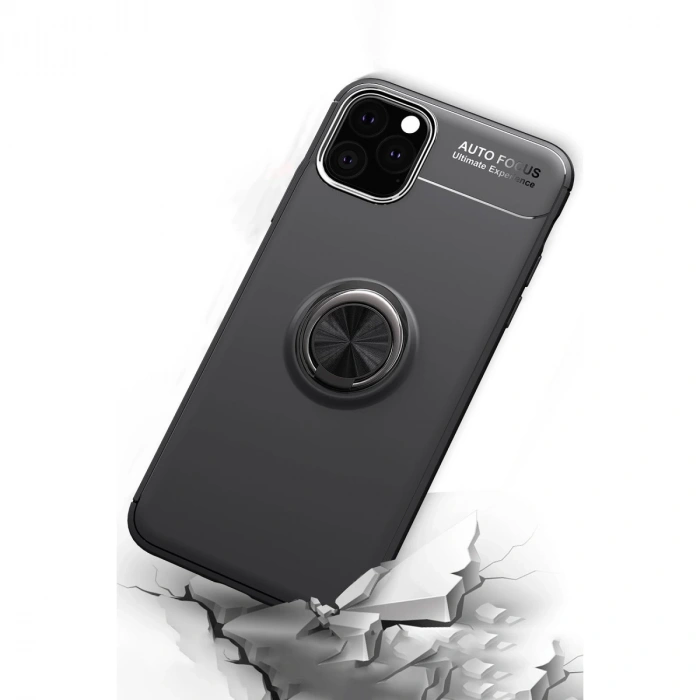 İphone 11 Pro Kılıf Range Yüzüklü Silikon - Siyah