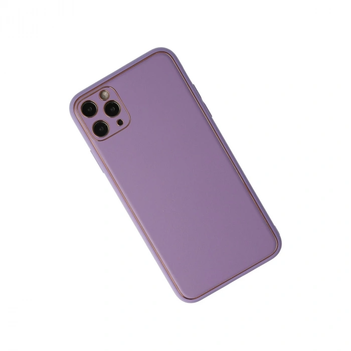 İphone 11 Pro Max Kılıf Coco Deri Silikon Kapak - Lila