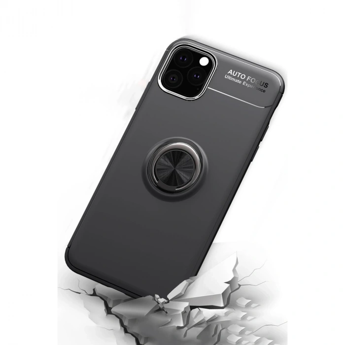 İphone 11 Pro Max Kılıf Range Yüzüklü Silikon - Siyah-gold