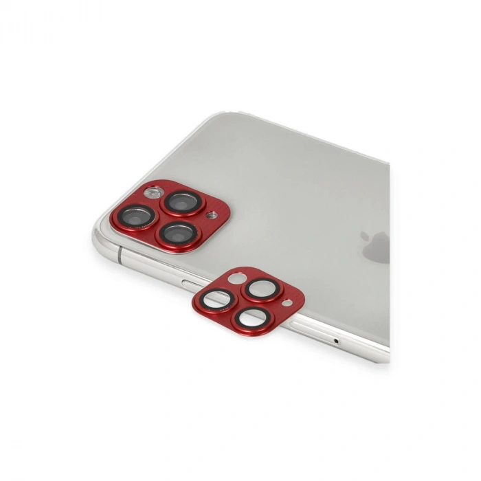 İphone 11 Pro Max Pers Alüminyum Kamera Lens - Kırmızı
