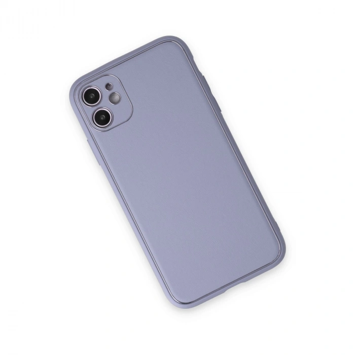 İphone 12 Kılıf Coco Deri Silikon Kapak - Açık Lila