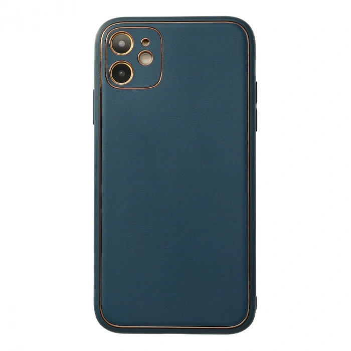 İphone 12 Kılıf Coco Deri Silikon Kapak - Mavi
