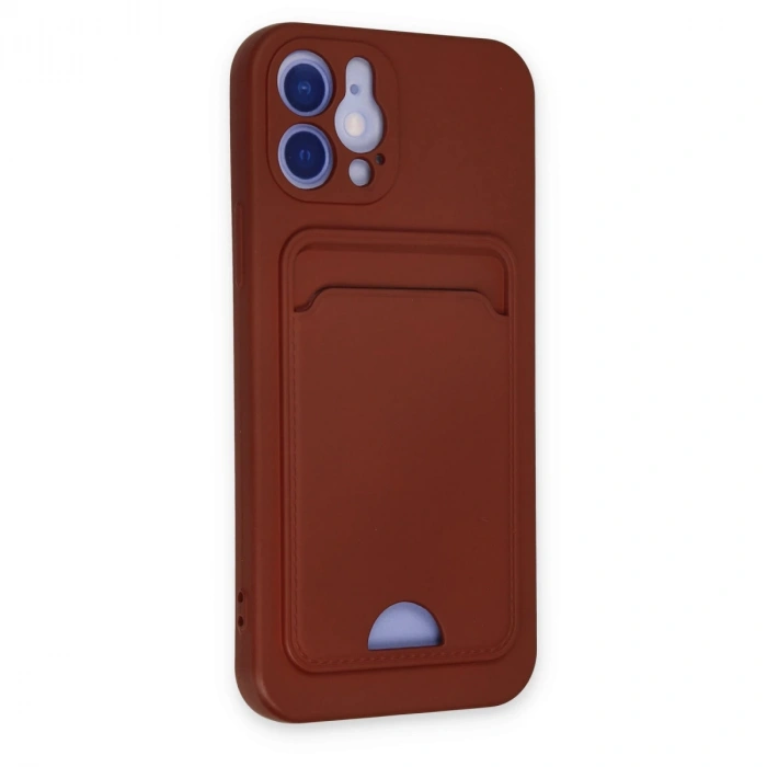 İphone 12 Kılıf Kelvin Kartvizitli Silikon - Bordo