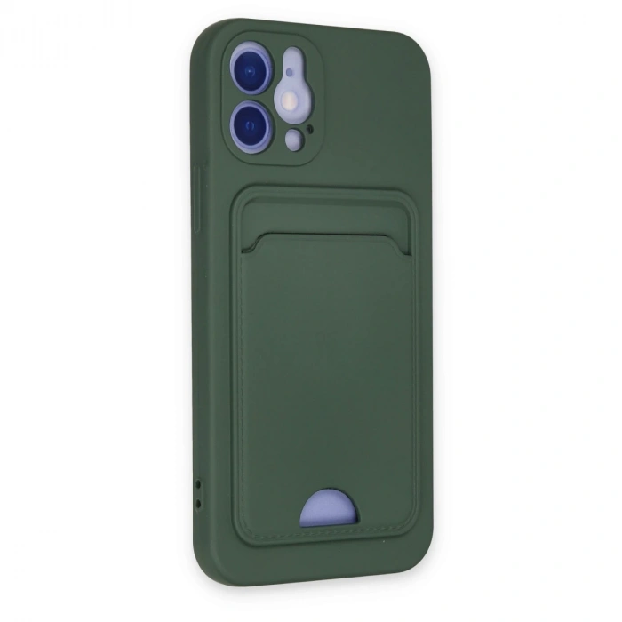 İphone 12 Kılıf Kelvin Kartvizitli Silikon - Koyu Yeşil