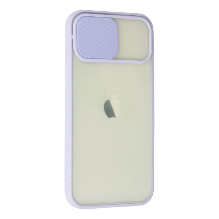 İphone 12 Kılıf Palm Buzlu Kamera Sürgülü Silikon - Lila