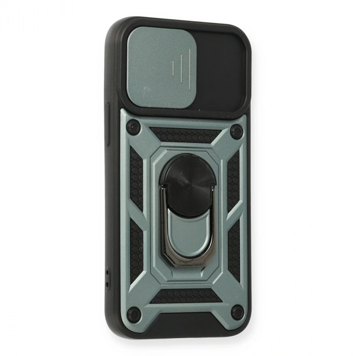 İphone 12 Kılıf Pars Lens Yüzüklü Silikon - Yeşil