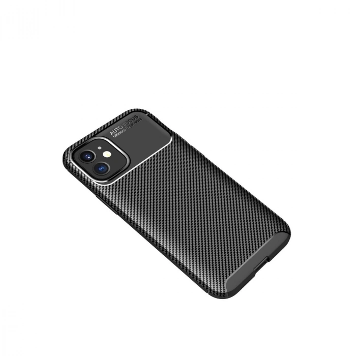 İphone 12 Mini Kılıf Auto Focus Karbon Kapak - Siyah