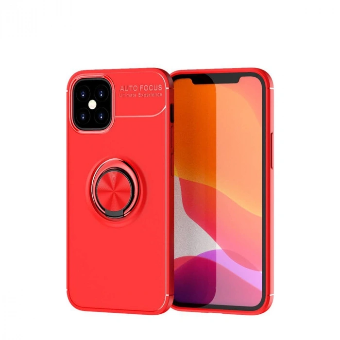 İphone 12 Mini Kılıf Range Yüzüklü Silikon - Kırmızı