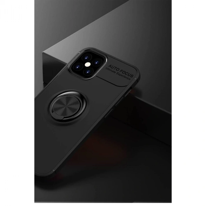 İphone 12 Mini Kılıf Range Yüzüklü Silikon - Siyah