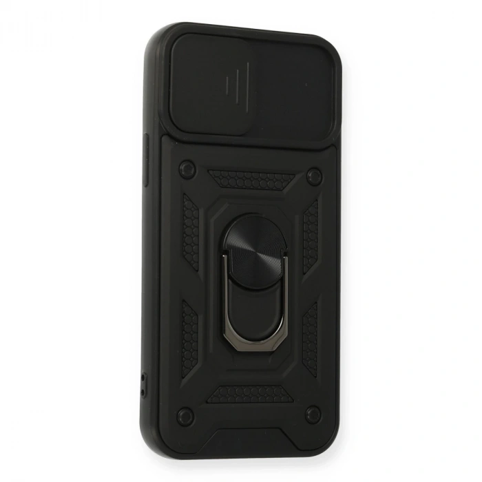 İphone 12 Pro Kılıf Pars Lens Yüzüklü Silikon - Siyah