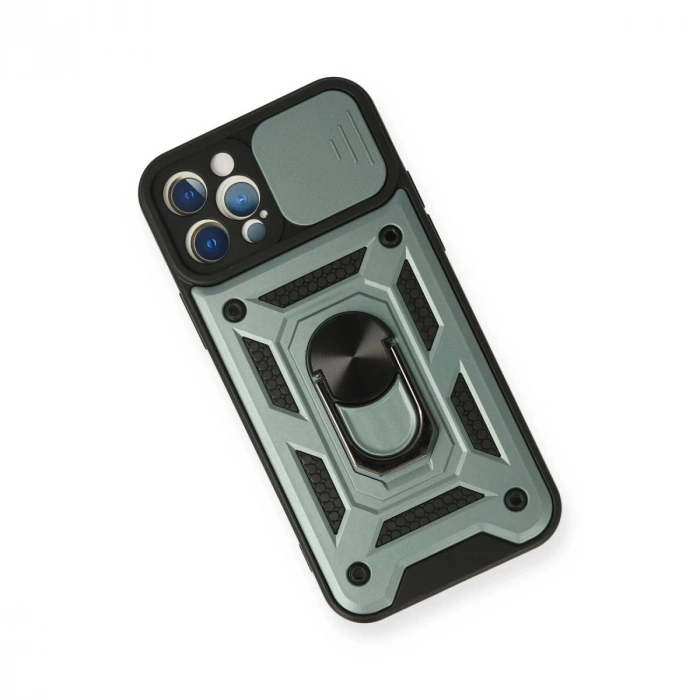 İphone 12 Pro Kılıf Pars Lens Yüzüklü Silikon - Yeşil