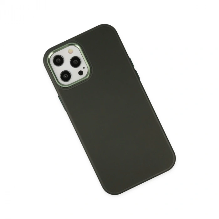 İphone 12 Pro Max Kılıf Asya Deri Silikon - Koyu Yeşil