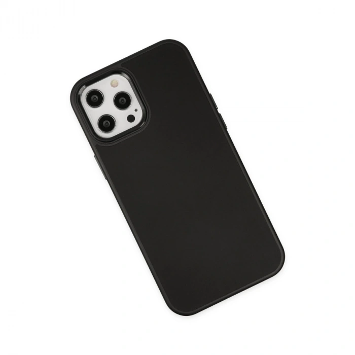 İphone 12 Pro Max Kılıf Asya Deri Silikon - Siyah