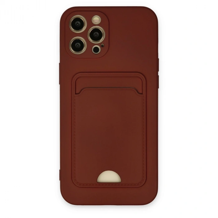 İphone 12 Pro Max Kılıf Kelvin Kartvizitli Silikon - Bordo