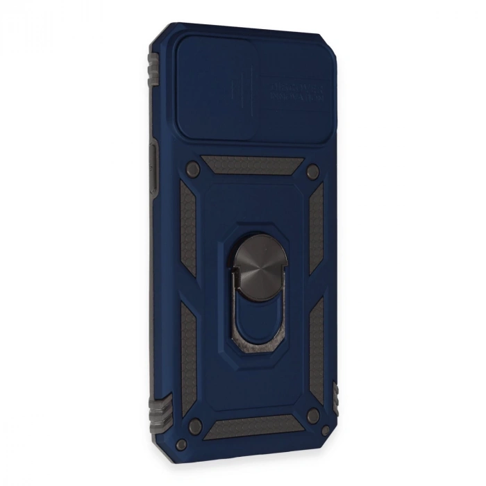 İphone 12 Pro Max Kılıf Pars Lens Yüzüklü Silikon - Lacivert