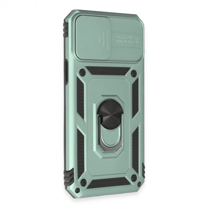 İphone 12 Pro Max Kılıf Pars Lens Yüzüklü Silikon - Yeşil