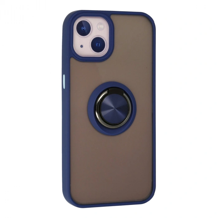 İphone 13 Kılıf Montreal Yüzüklü Silikon Kapak - Lacivert