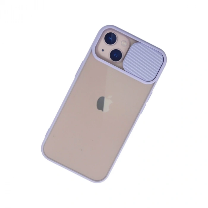 İphone 13 Kılıf Palm Buzlu Kamera Sürgülü Silikon - Lila